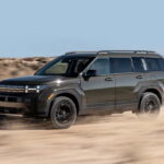 The 2026 Hyundai Santa Fe driving through the desert